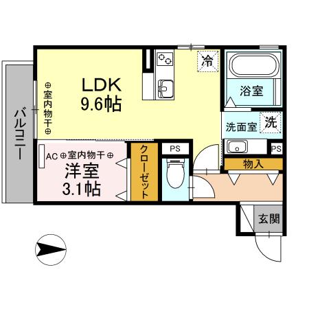 セレーネライツ(1LDK/2階)の間取り写真