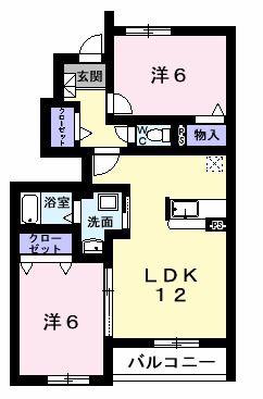 ノヴェルウィン(2LDK/1階)の間取り写真