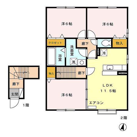 セジュール自由ヶ丘(3LDK/2階)の間取り写真
