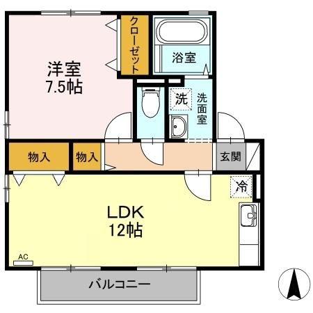 リビングタウン北土居 F(1LDK/2階)の間取り写真