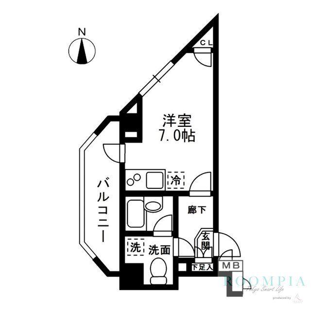 レジディア中落合A棟(ワンルーム/5階)の間取り写真