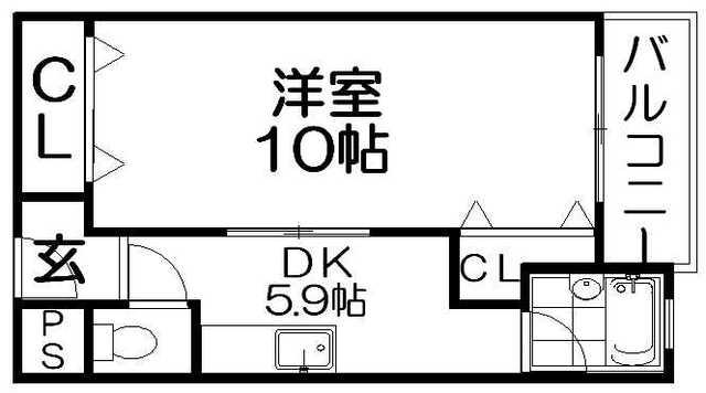 本町ビル(1DK/2階)の間取り写真