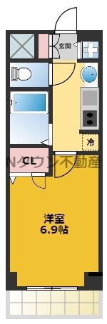 プレサンスSAKAEリバースタイル(1K/12階)の間取り写真
