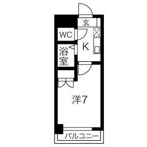 レジデンス中島(1K/4階)の間取り写真