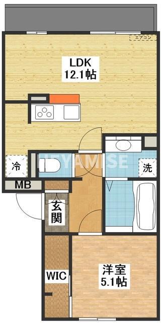 ドゥジエム(1LDK/2階)の間取り写真