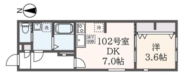 プレミエール希望が丘(1DK/3階)の間取り写真