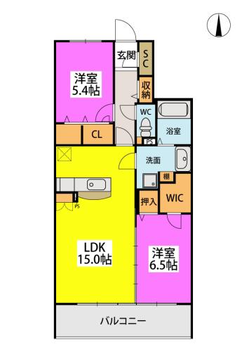 テラフォルトゥーナ(2LDK/4階)の間取り写真