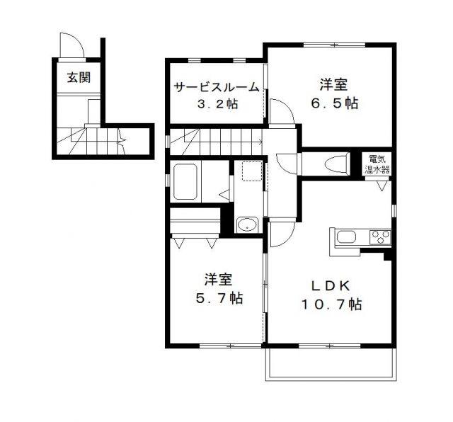 シャルマンD棟(2SLDK/2階)の間取り写真