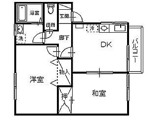 セジュールA(2DK/1階)の間取り写真