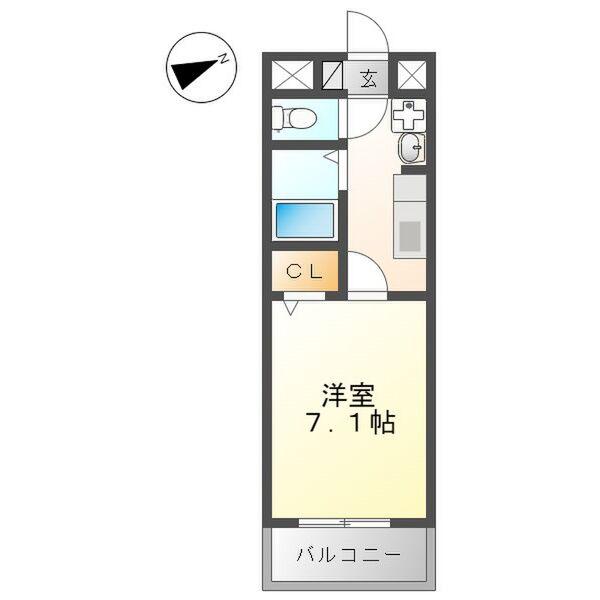 エントピア美笠(1K/5階)の間取り写真