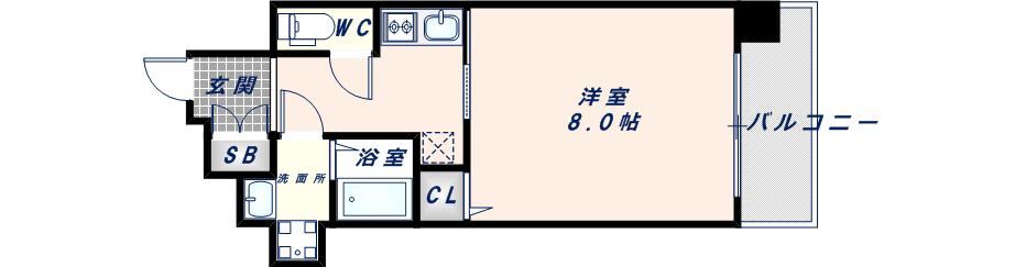 ファーストフィオーレ玉造グレイス(1K/7階)の間取り写真