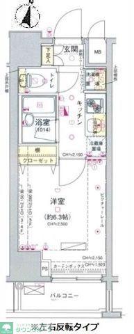 コンシェリア新宿ノース-ONE(1K/9階)の間取り写真
