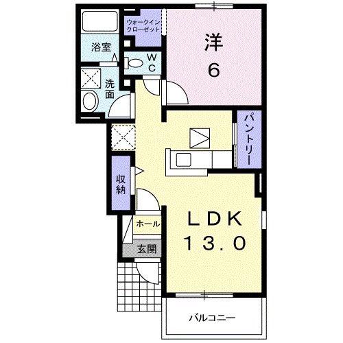 エアリーコートA(1LDK/1階)の間取り写真