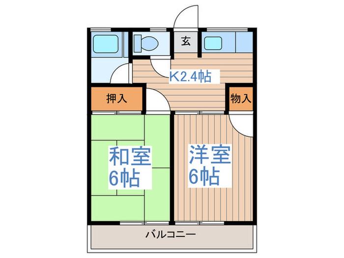 シティハイム新浜(2K/2階)の間取り写真