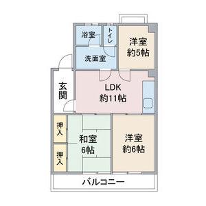 エレガンス柴(3LDK/3階)の間取り写真