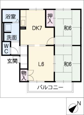 リバーヒルズ(2LDK/1階)の間取り写真