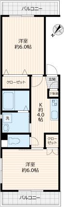 河野ビル(2K/4階)の間取り写真