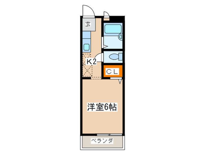 レーベンランド(1K/2階)の間取り写真