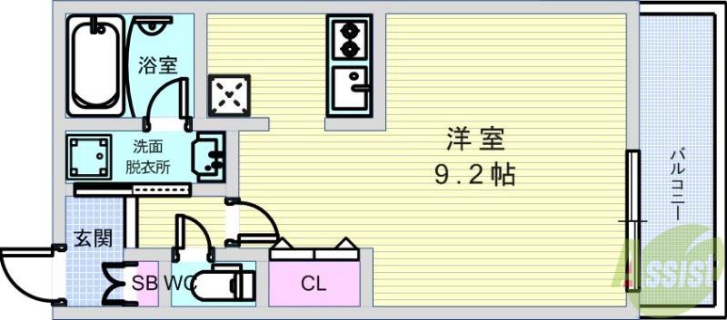 ウェルスクエア池田天神(1K/1階)の間取り写真