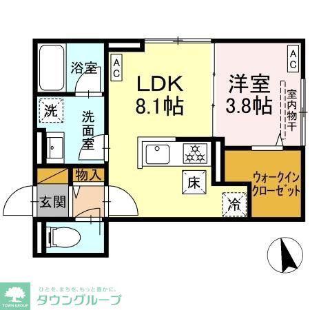 KURASHIRO(1LDK/1階)の間取り写真