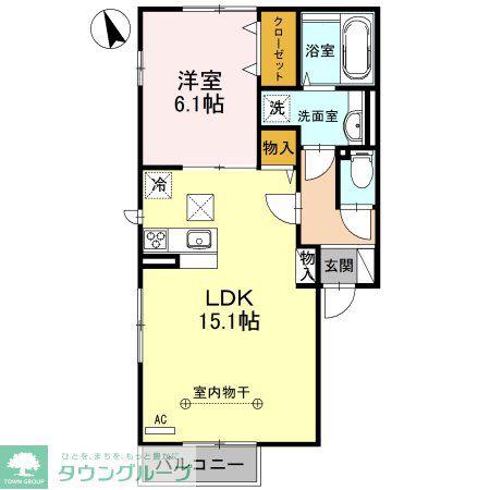 メゾン リヴェール C(1LDK/1階)の間取り写真