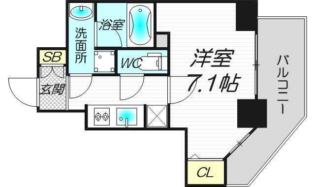 エスライズ本町東(1K/15階)の間取り写真