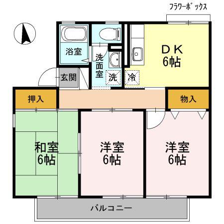 エスポワールA(3DK/1階)の間取り写真