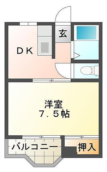 パレス佐古(1DK/3階)の間取り写真