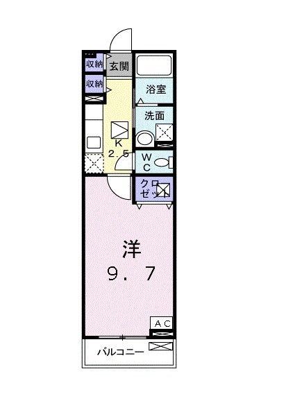 プラシード(1K/1階)の間取り写真