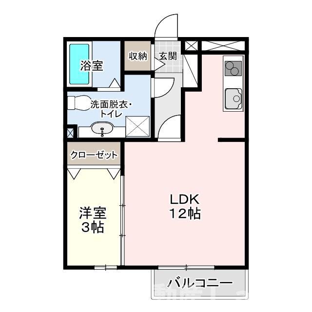 S・モナリエ(1LDK/2階)の間取り写真