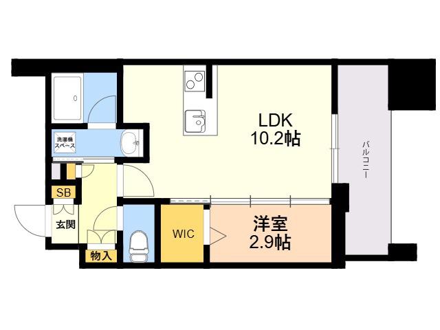 エンクレスト天神PORT(1LDK/6階)の間取り写真