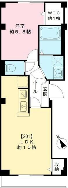 ヴァンボヌール(1LDK/3階)の間取り写真