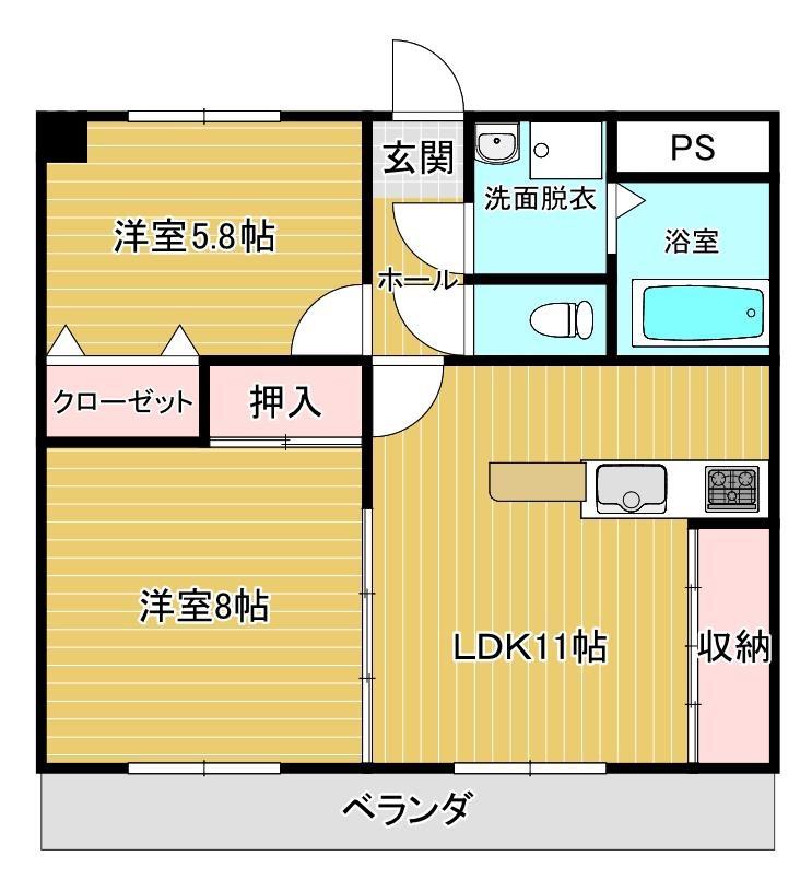 エボルシオン(2LDK/3階)の間取り写真