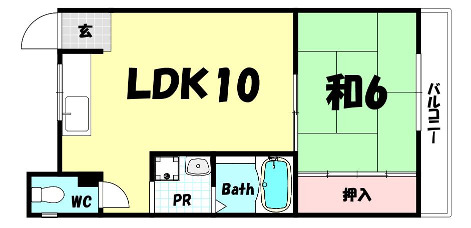 モンダハイツ(1LDK/2階)の間取り写真