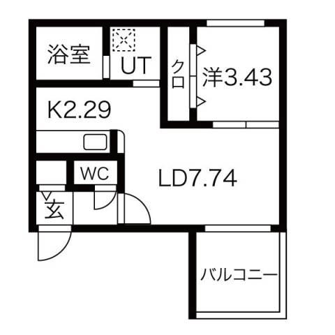 タルト南郷(1LDK/1階)の間取り写真