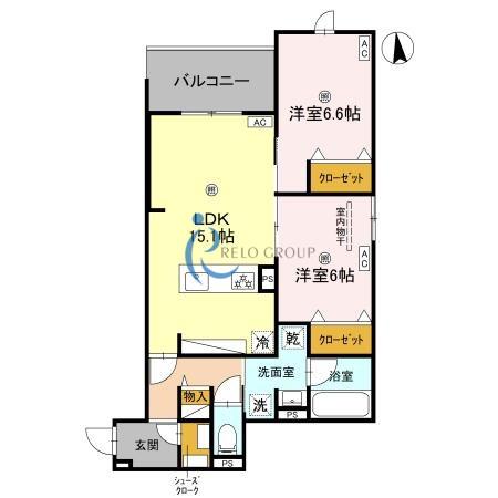 グリーンコート杭全(2LDK/2階)の間取り写真