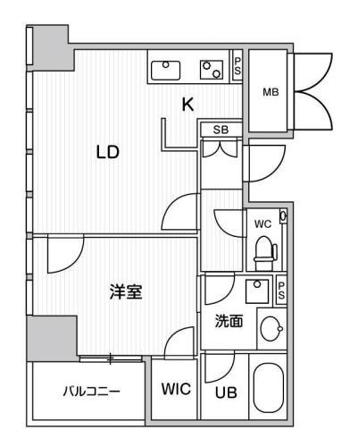 アステリオ北堀江ザメトロタワー(1LDK/13階)の間取り写真
