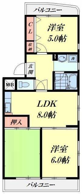 新美レジデンスII(3LDK/3階)の間取り写真