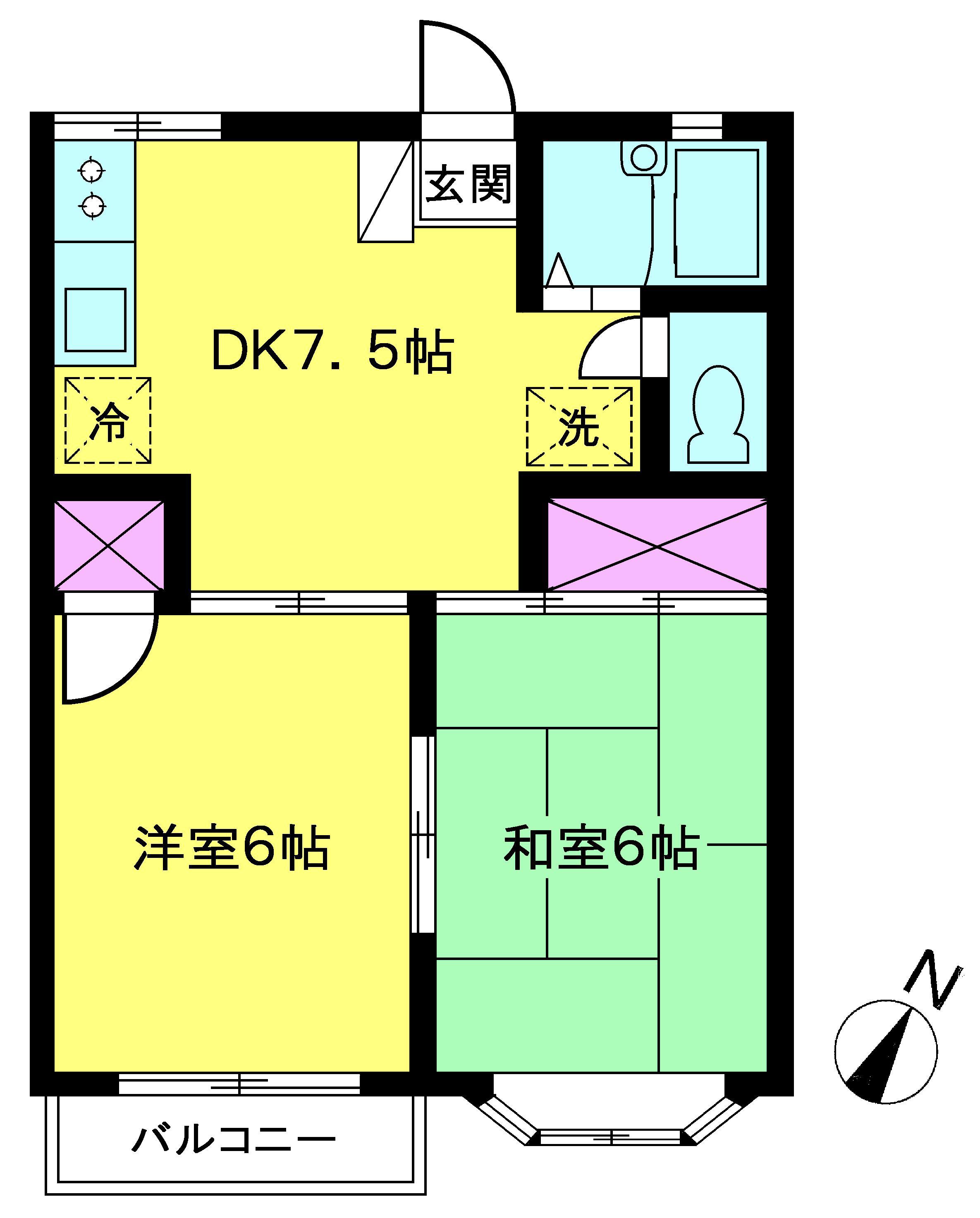 ジュネス77(2DK/1階)の間取り写真