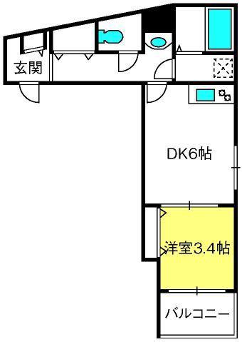 MARK DUO大和田I(1DK/3階)の間取り写真