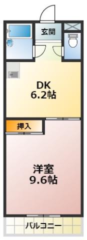 名鉄三河線 刈谷市駅 徒歩7分 4階建 築36年(1DK/2階)の間取り写真
