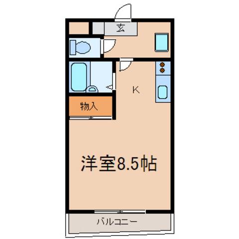 ヒルサイドテラス(ワンルーム/2階)の間取り写真