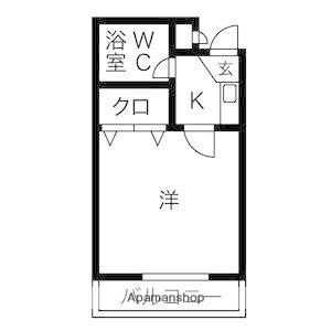 西岩田ハイツ(ワンルーム/2階)の間取り写真