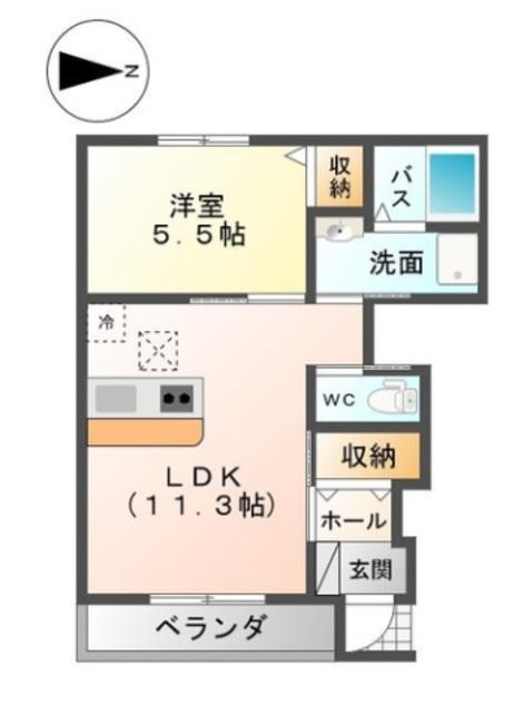 ウィングコート(1LDK/1階)の間取り写真