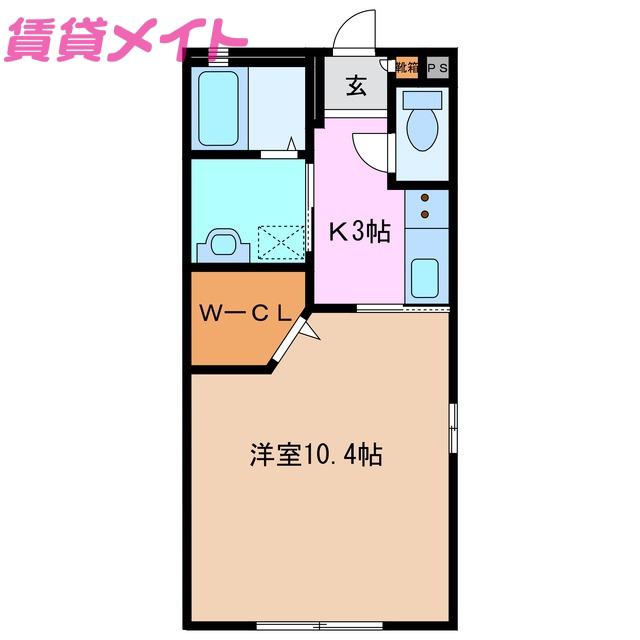 レコルト天神B(1K/1階)の間取り写真