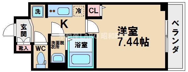 エスティライフ天王寺東(1K/8階)の間取り写真