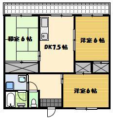 スカイハイツ上戸町(3DK/2階)の間取り写真