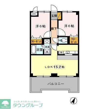クレスタ妙典(2LDK/5階)の間取り写真