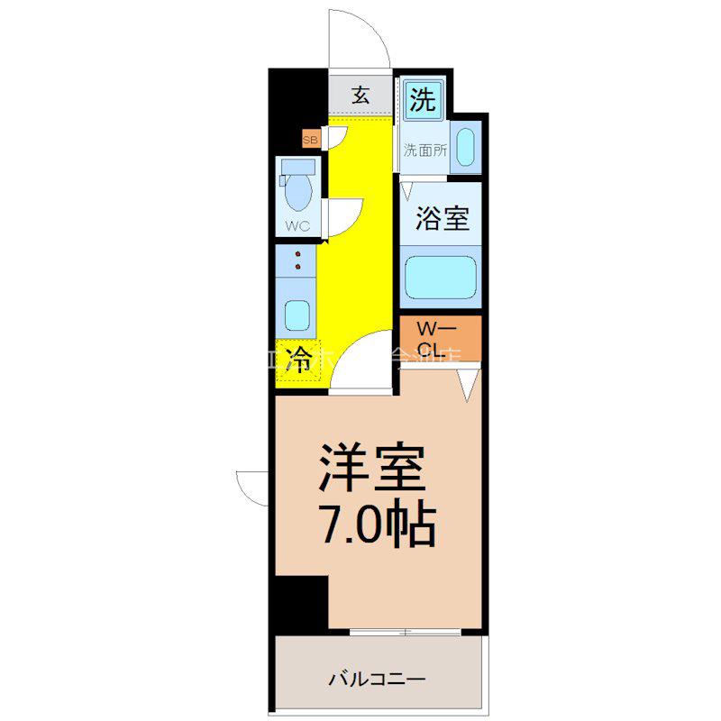 プレイズシード御器所イースト(1K/6階)の間取り写真