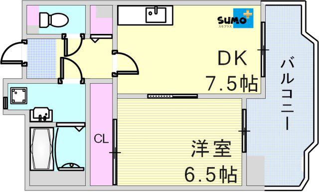 ＪＲ山陽本線 神戸駅(兵庫) 徒歩10分 14階建 築36年(1DK/13階)の間取り写真